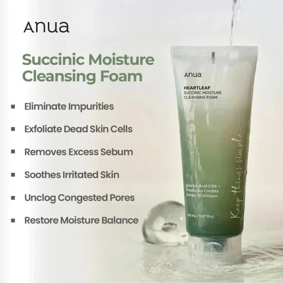 Anua Heartleaf Succinic Moisture Cleansing Foam