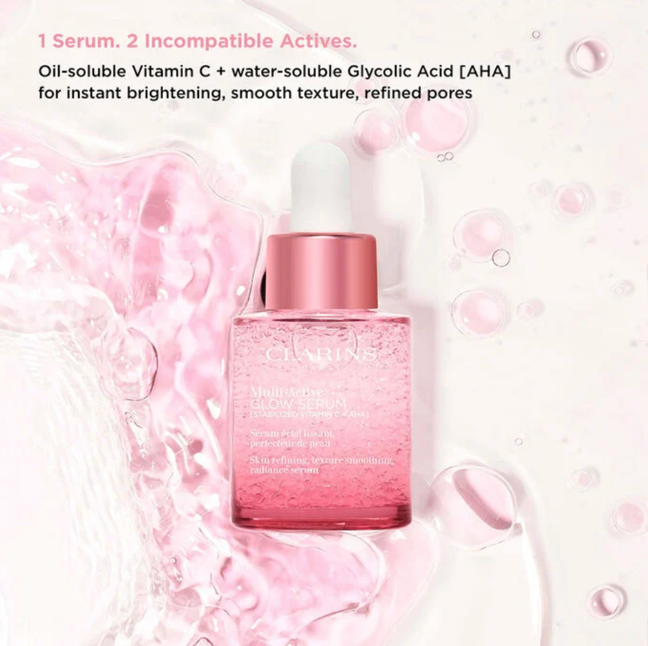 Clarins Multi-Active Glow Serum Vitamin C + AHA Smoothing, Radiance-Boosting Glow
