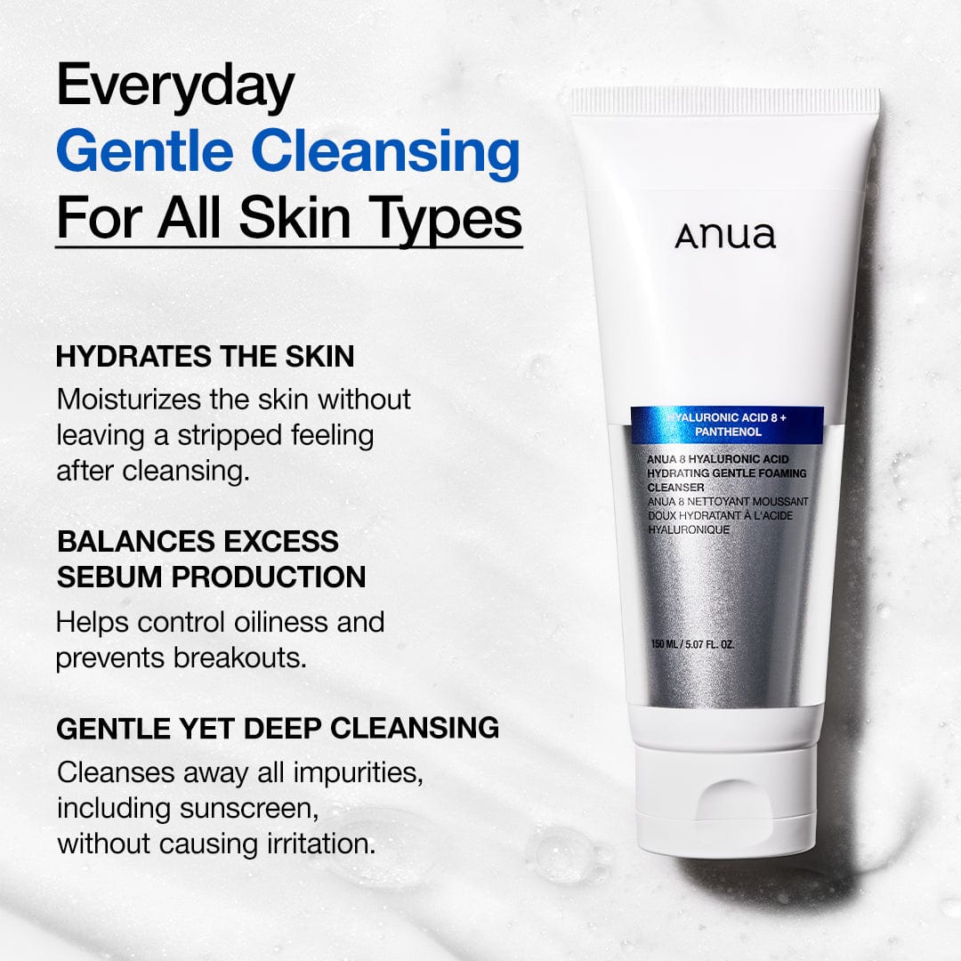 Anua 8 Hyaluronic Acid Hydrating Gentle Foaming Cleanser